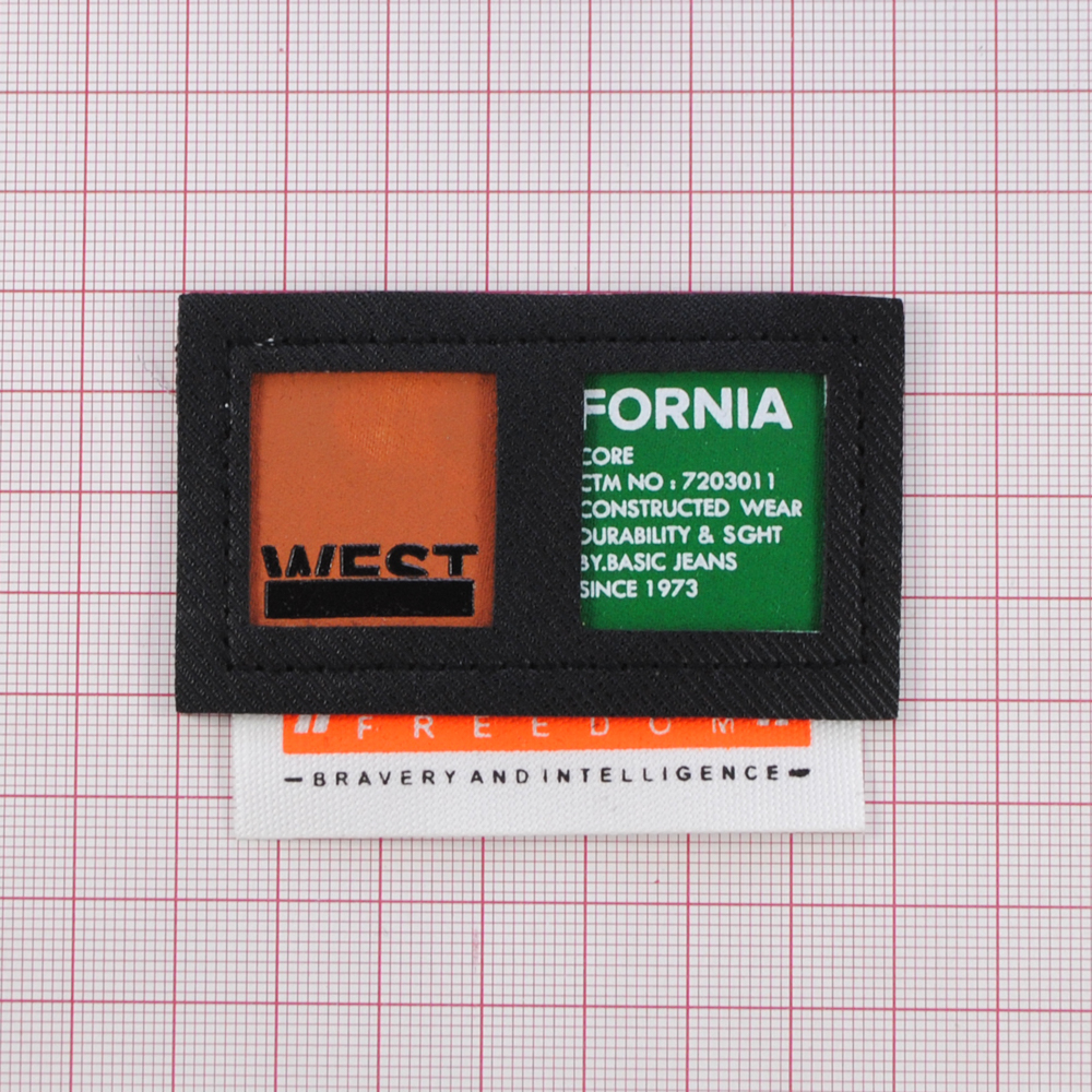 Лейба ткань Fornia, 7*5,5см, чёрный, белый, оранжевый, зеленый, коричневый, флажок, шт. Лейба Ткань