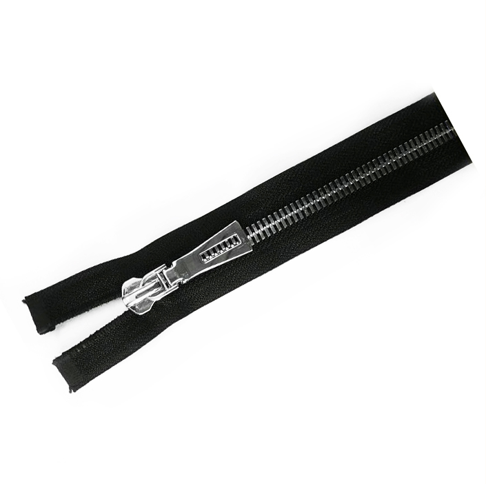 Змейка металлическая №10 80см, О/Е, Nickel и черная ткань, шт. Змейка Металл