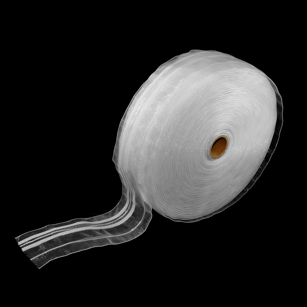 Тесьма шторная 5см прозрачная /2нити, 2ряда петель/, 50м. Тесьма