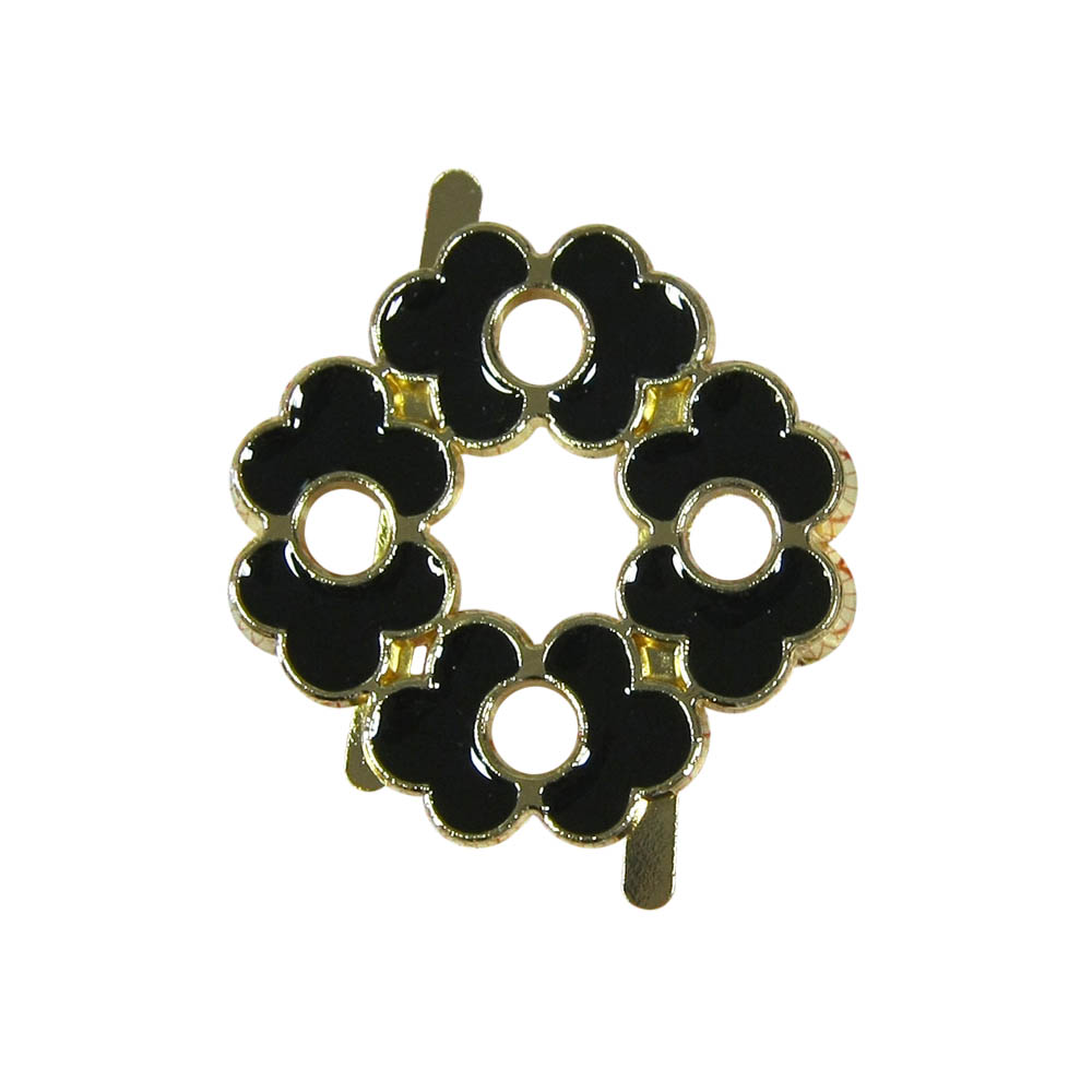 Краб металл 11158 4 колечка 35мм GOLD, черная эмаль. Крабы Металл Цветы, Жуки