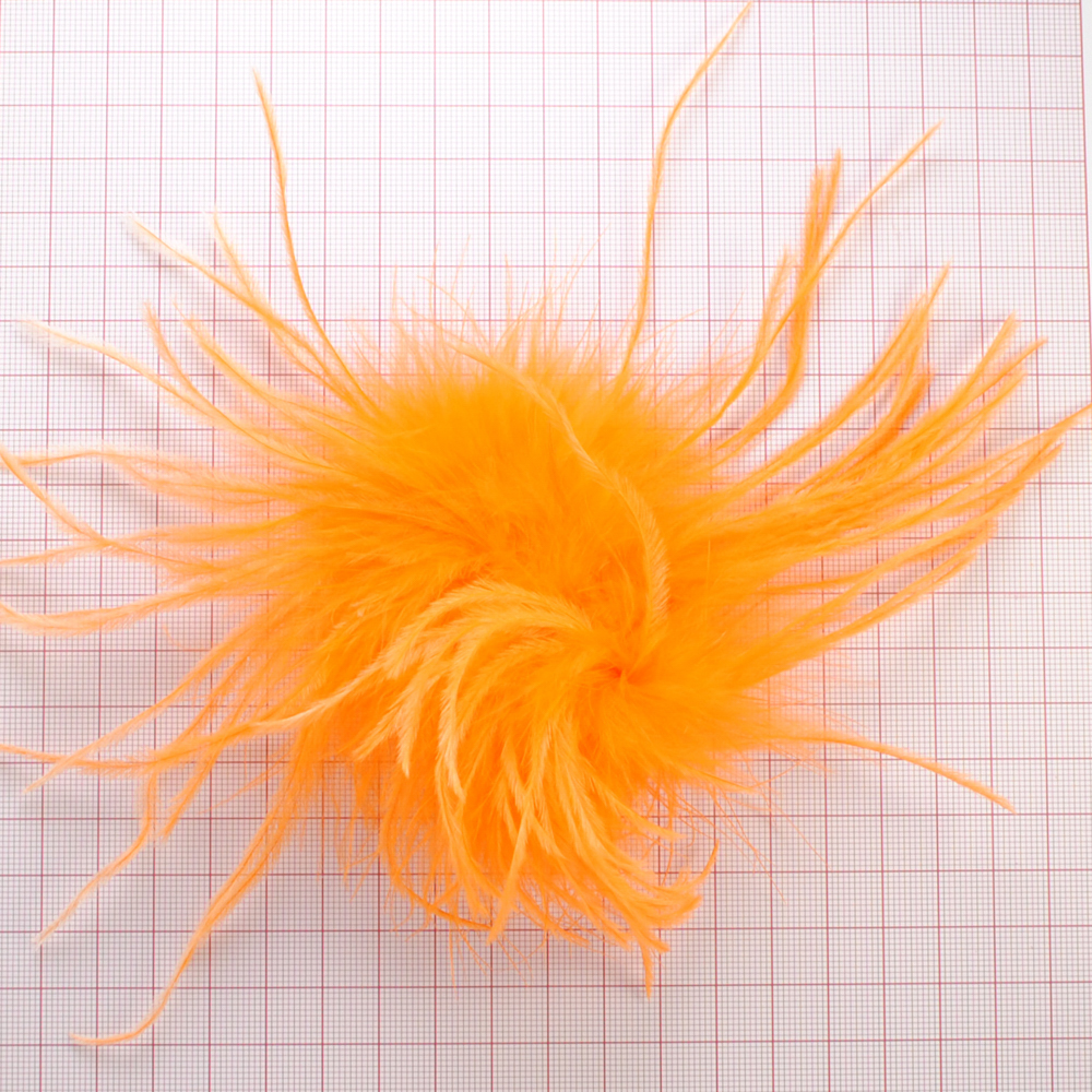 Брошь из перьев, 10-15см, оранж., шт.. Перья