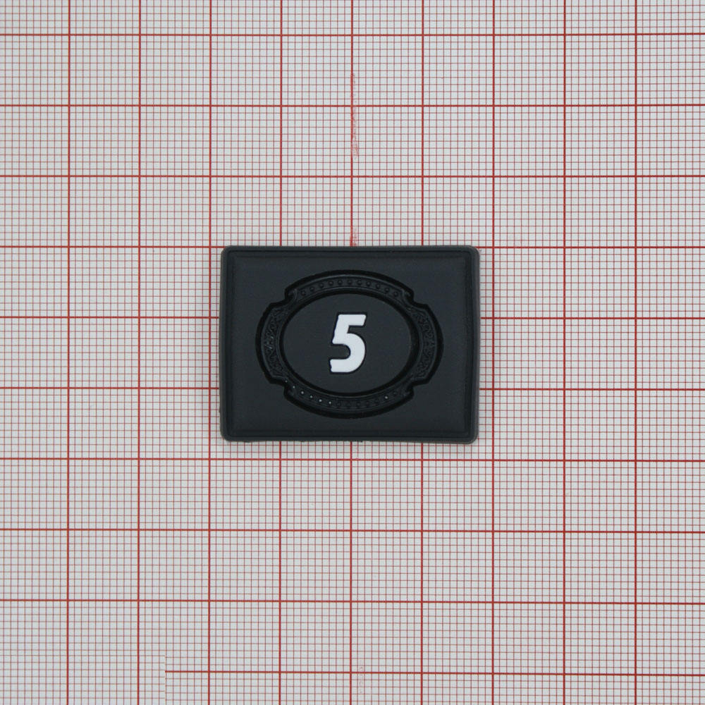 Лейба резиновая с металлом 5-ка в овале, прямоугольная, 36*27мм, черный, белый. Лейба Резина