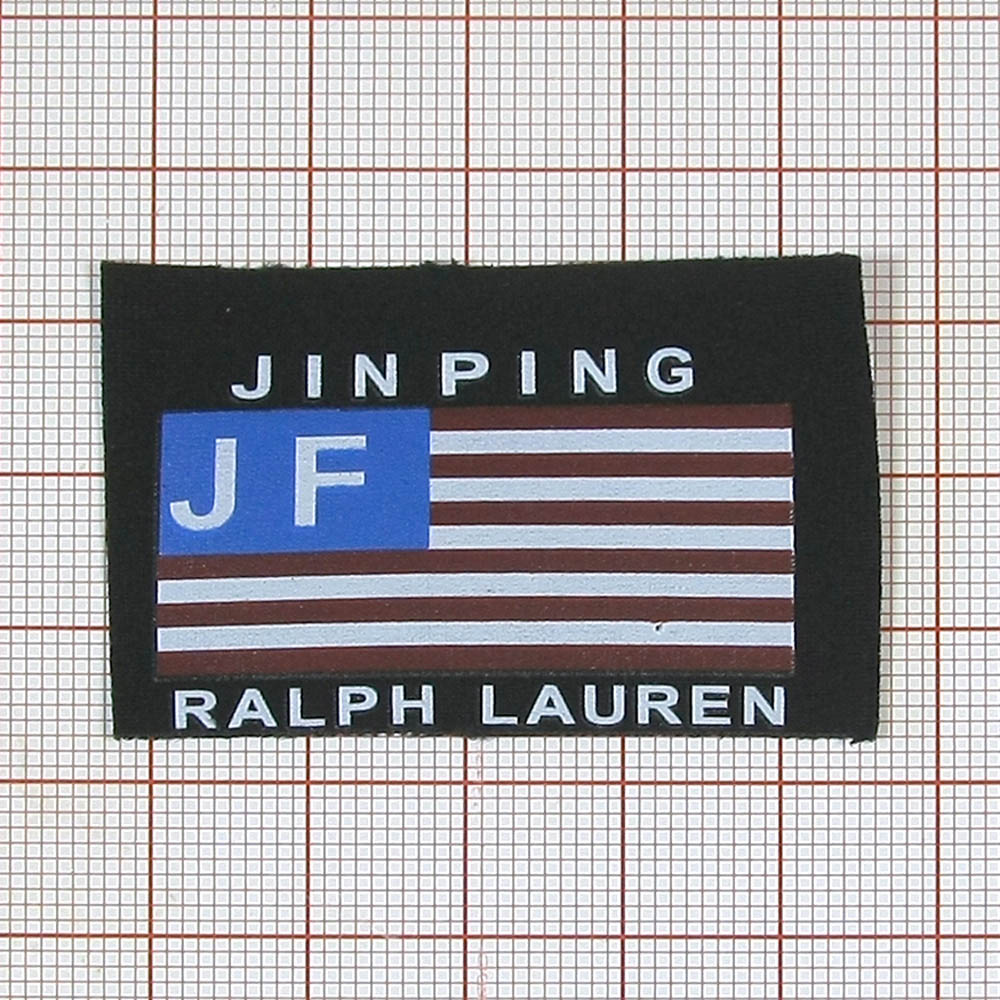 Нашивка тканевая накатанная JF USA 3*5см черная, американский флаг, белый текст, шт. Нашивка Вышивка