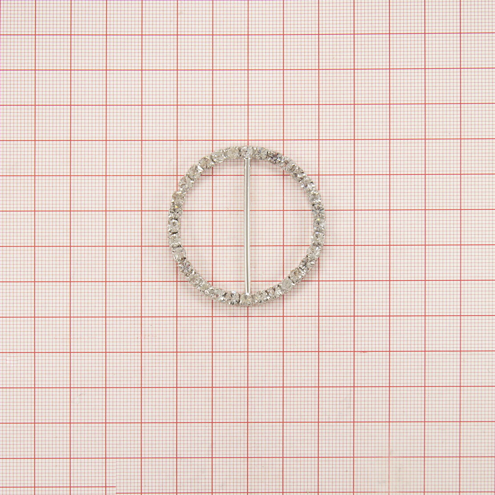 Украшение стеклянное А-95 NIKEL /круг 4 см/. Перетяжка металл со стразами