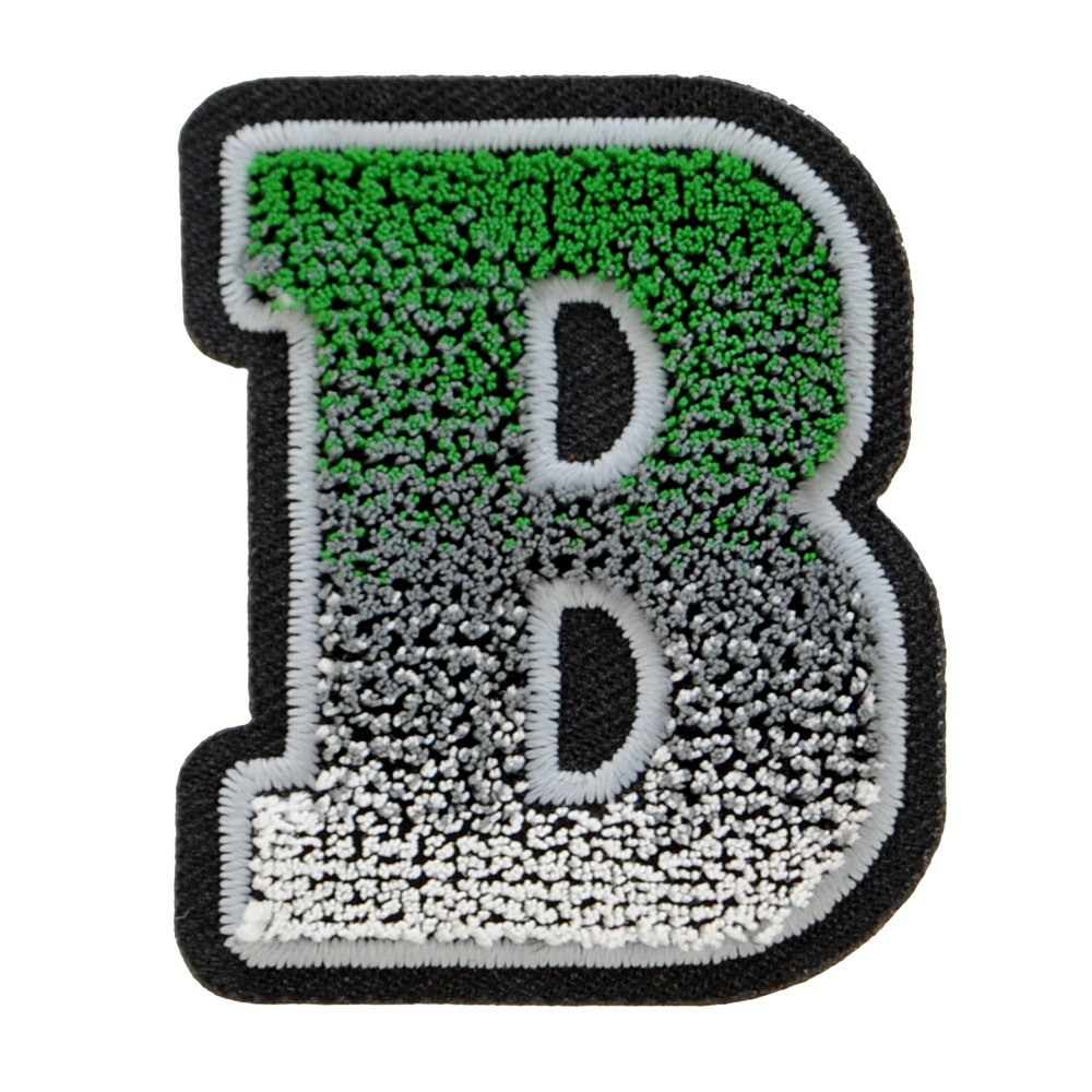 Нашивка махровая Буква "В", 4*5см,  зеленый, белый, черный, серый, шт. Нашивка Махровая