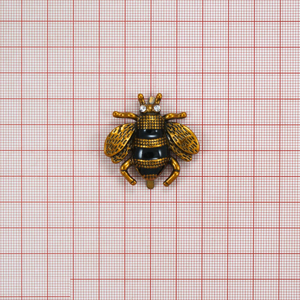 Краб металл Майский жук 3,5*3,8 antic brass и черная эмаль, шт. Крабы Металл Цветы, Жуки