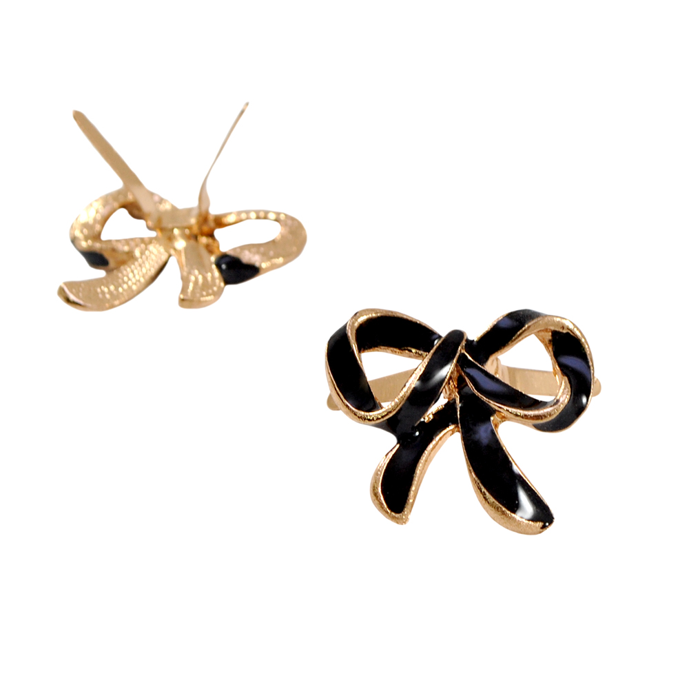 Краб металл Бантик 2,6см GOLD, эмаль черная, камни, шт . Крабы Металл Геометрия Декор