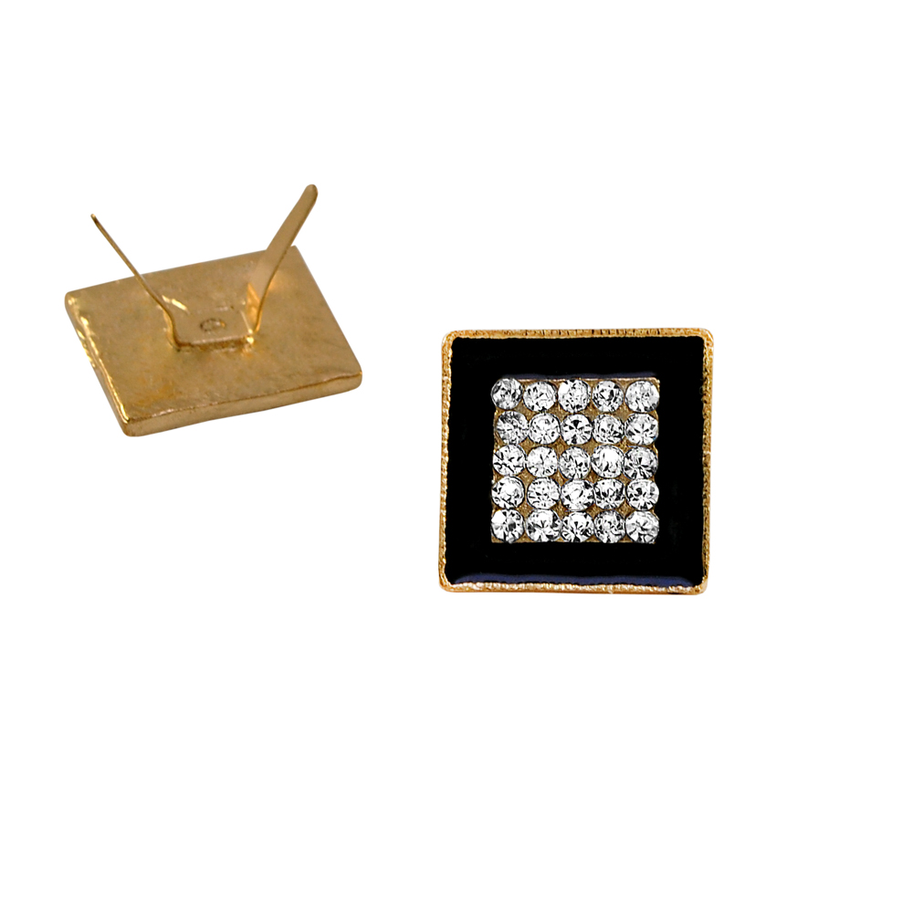 Краб металлGOLD Квадрат черная эмаль, белые камни, шт. Крабы Металл Геометрия Декор