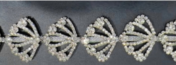 Тесьма из страз, 3.5см, никель, белый, ярд. Тесьма из страз
