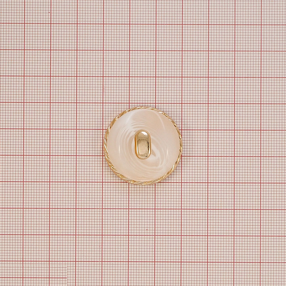 Пуговица пластиковая на ножке 30мм перламутр, золото окантовка и центр, шт. Пуговица Пластик