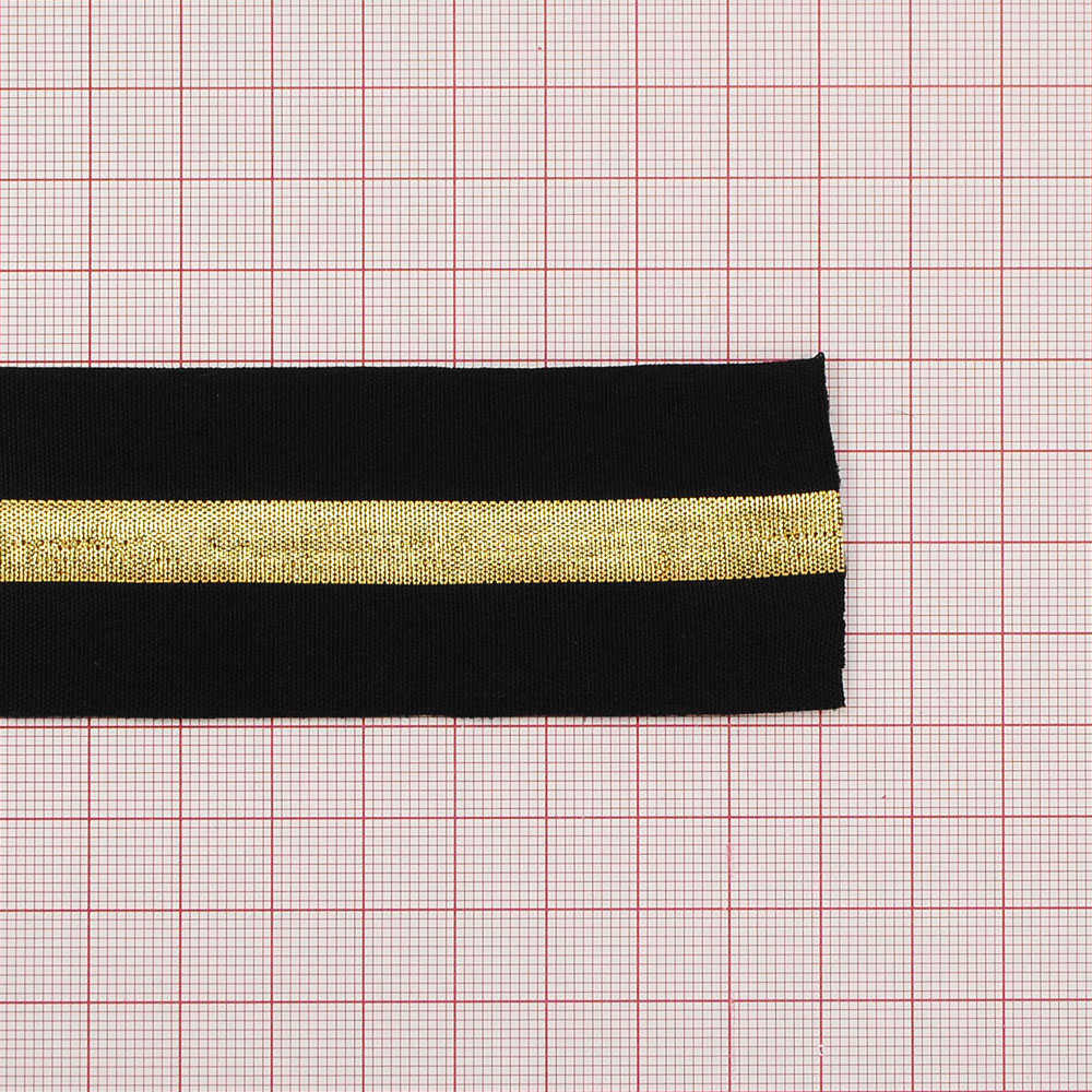 Резинка люрекс 4см, черный и золото, 50ярд. Резинка