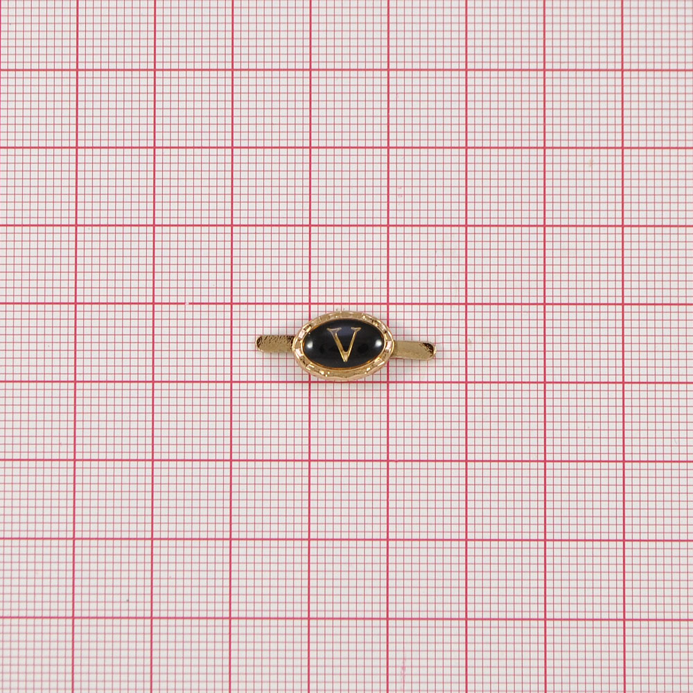 Краб металл V буква в овале, GOLD, эмаль черная, шт.. Крабы Металл Стразы