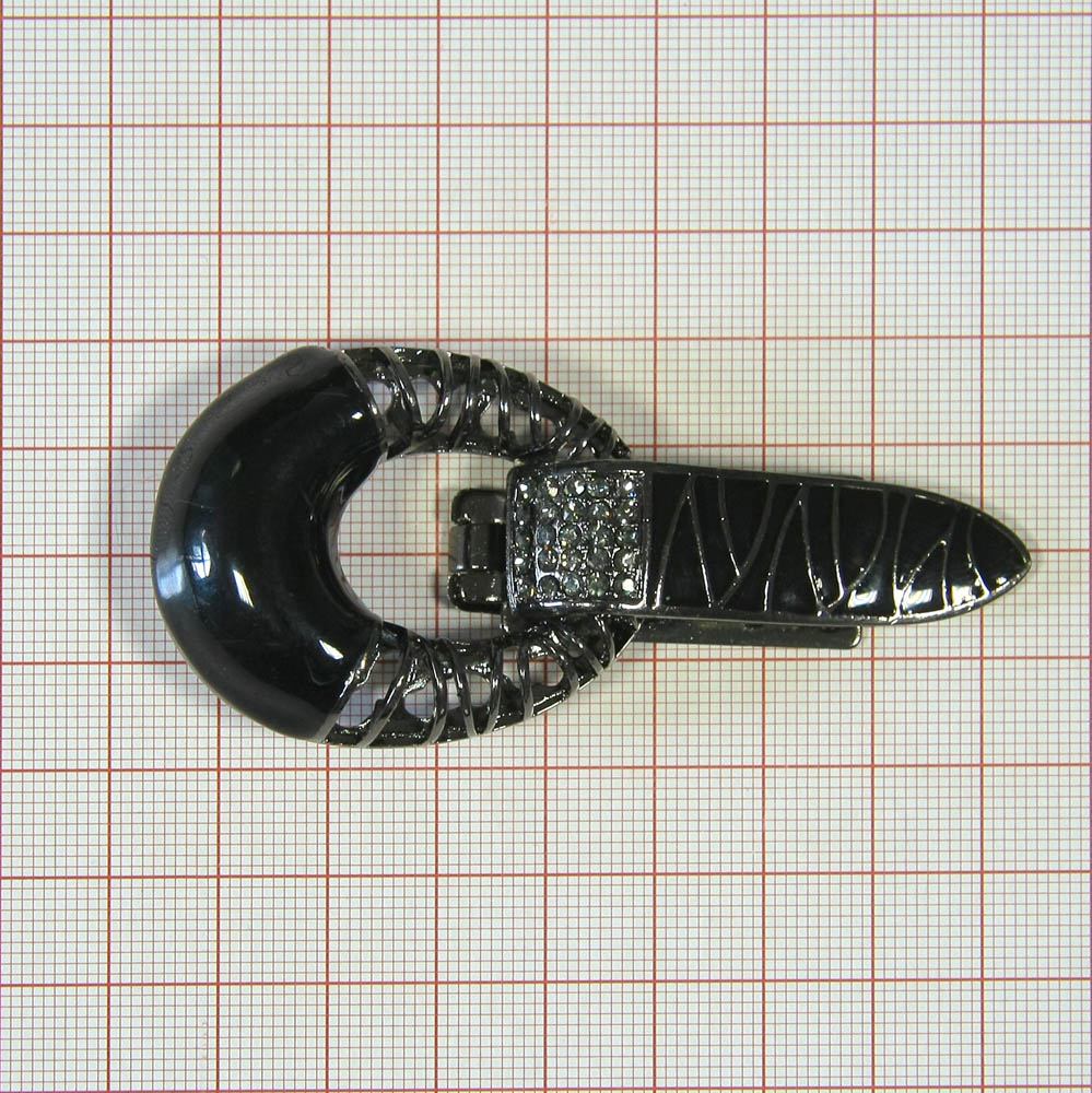 Клипса шубная 3279740 BLACK NIKEL, перламутровая черная эмаль, black diamond камни, шт. Клипсы шубные, крючки