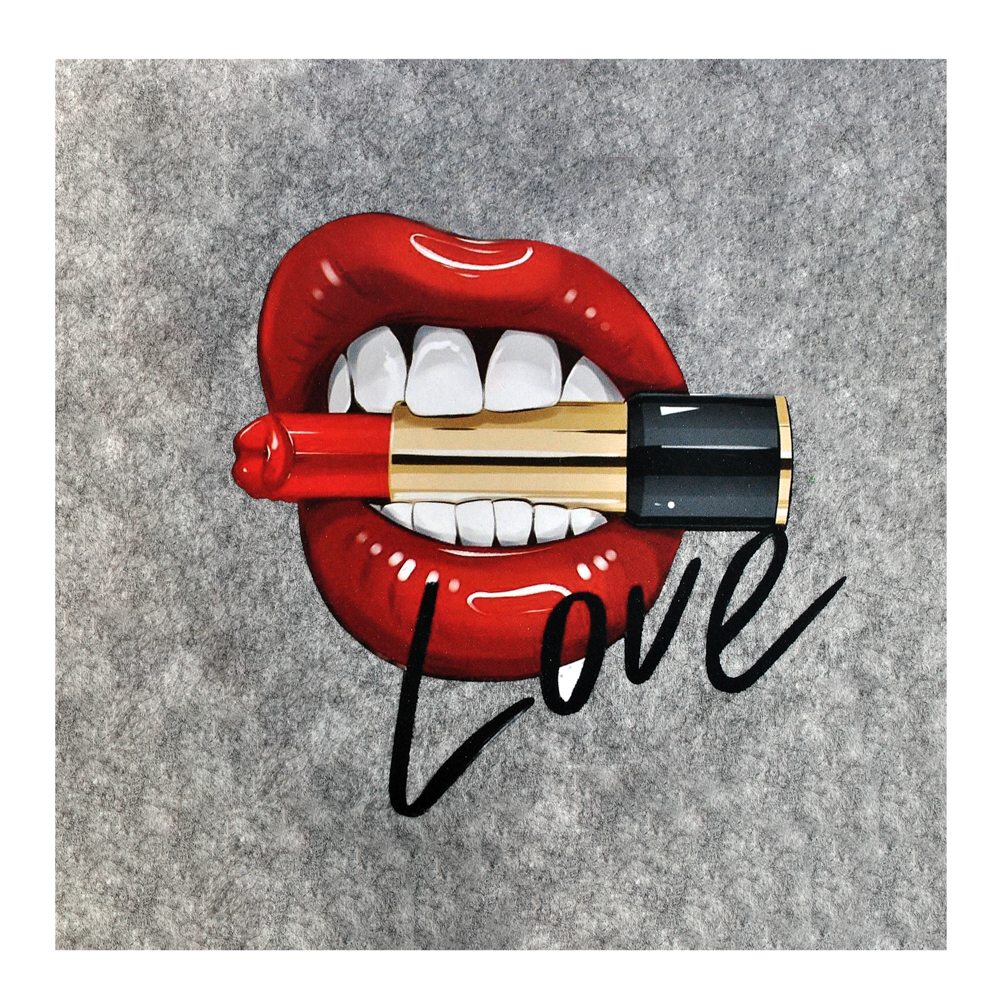 Термоаппликация Губы №22-8 (Love алые с помадой) 15,3*15,7см, шт. Термопереводки Сердца и Губы