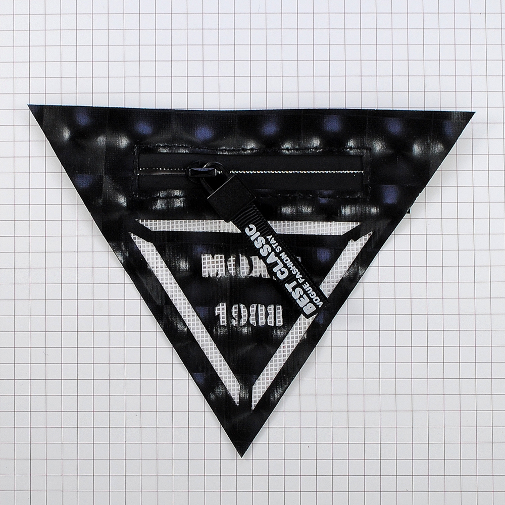 Аппликация пришивная кожзам Moxie карман треугольный, змейка 14,2*11,2см черно-белая, шт. Нашивка Кожзам