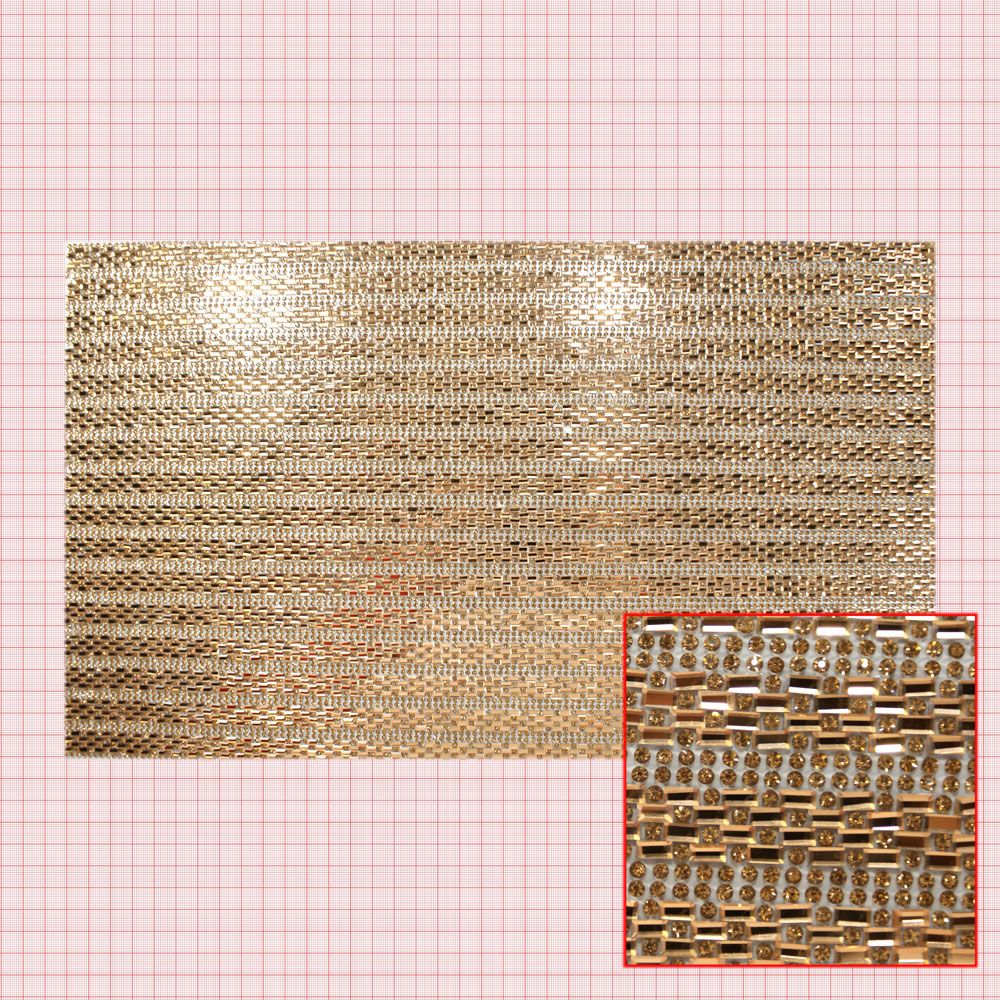 Стразы полотно Кирпичная кладка прямоугольники, золото 24*40, 1лист. Полотна из страз