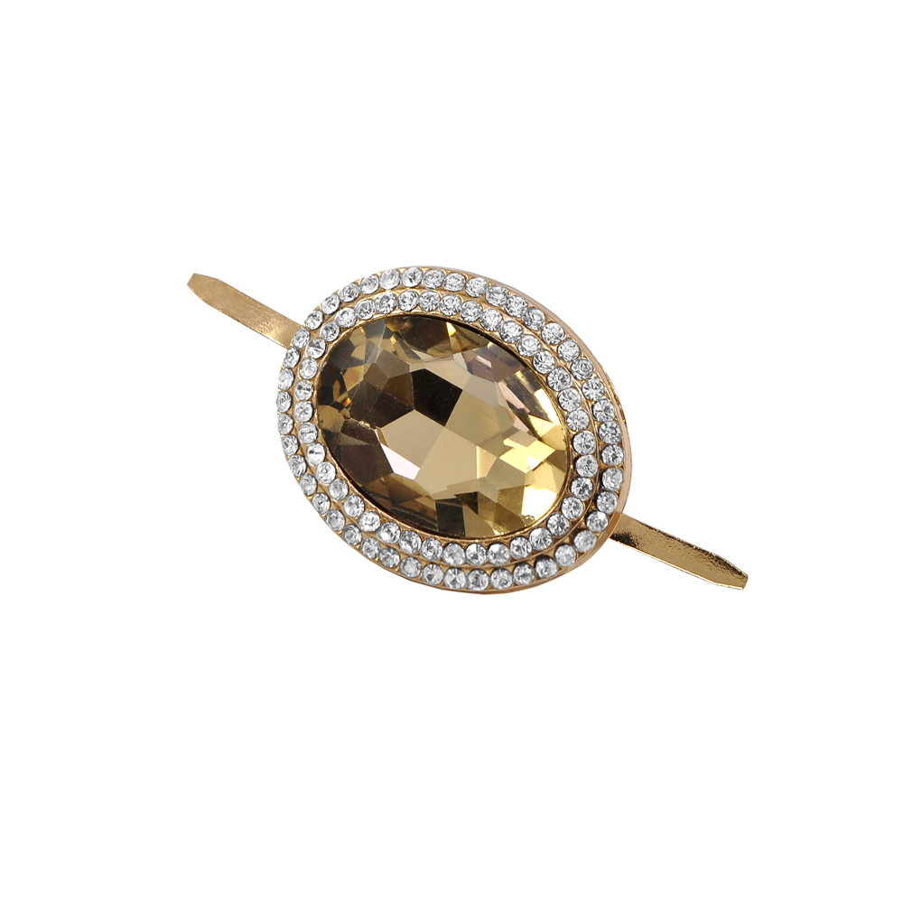 Краб металлический Перстень 40*32мм GOLD, black diamond, мелкая белая россыпь, шт. Крабы Металл Геометрия