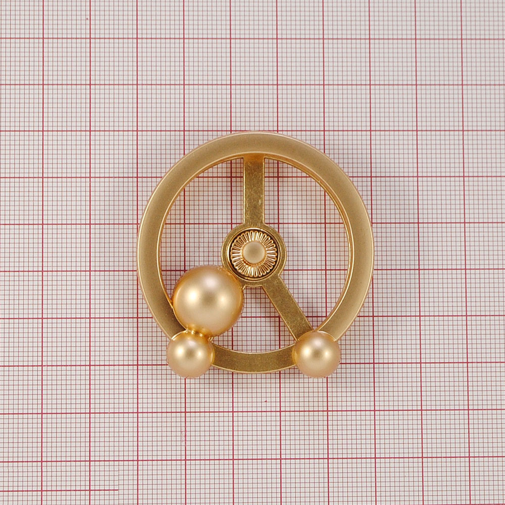 Кнопка металл кольцо с бусинами, матовое золото, 55мм, шт.. Кнопка металл