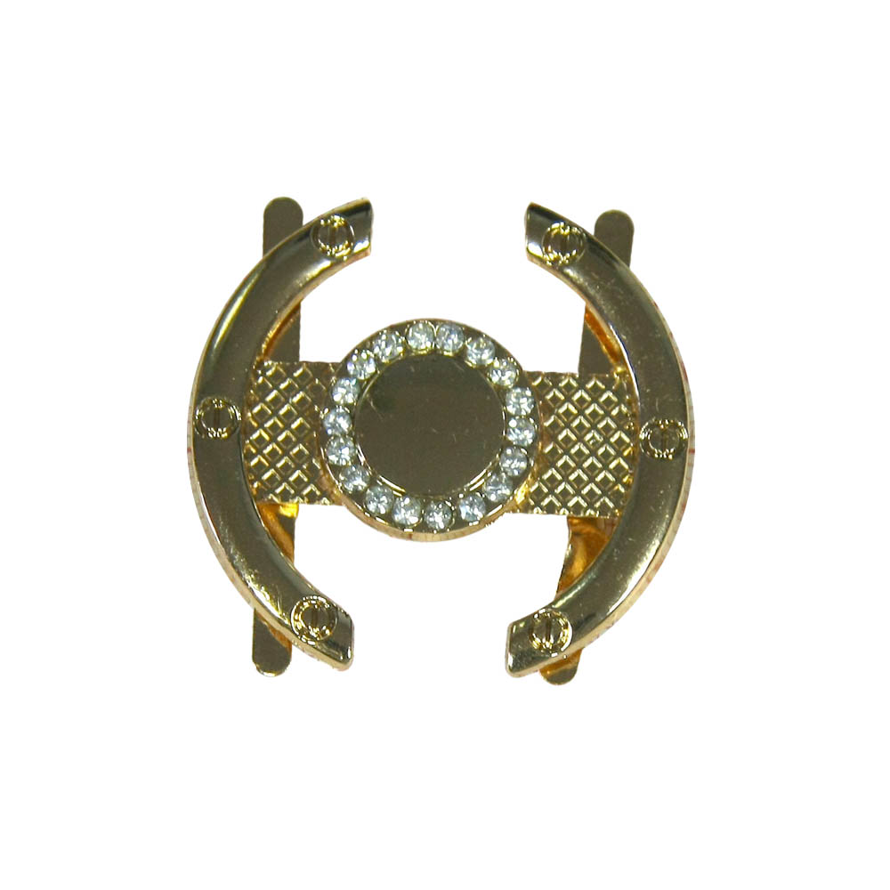 Краб металл Мостики 34*33мм GOLD, белые камни, шт. Крабы Металл Геометрия Декор