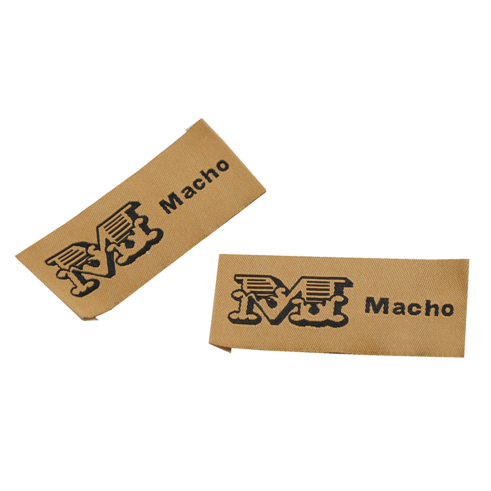 Этикетка тканевая вышитая шт. Macho 3*7см коричневая, черный, шт. Вышивка / этикетка тканевая