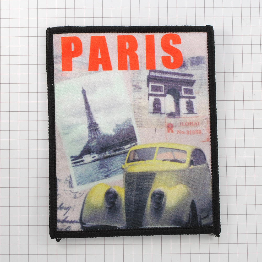 Нашивка тканевая Paris МАРКА 9,5*12см цветная, шт. Нашивка Вышивка, Ткань