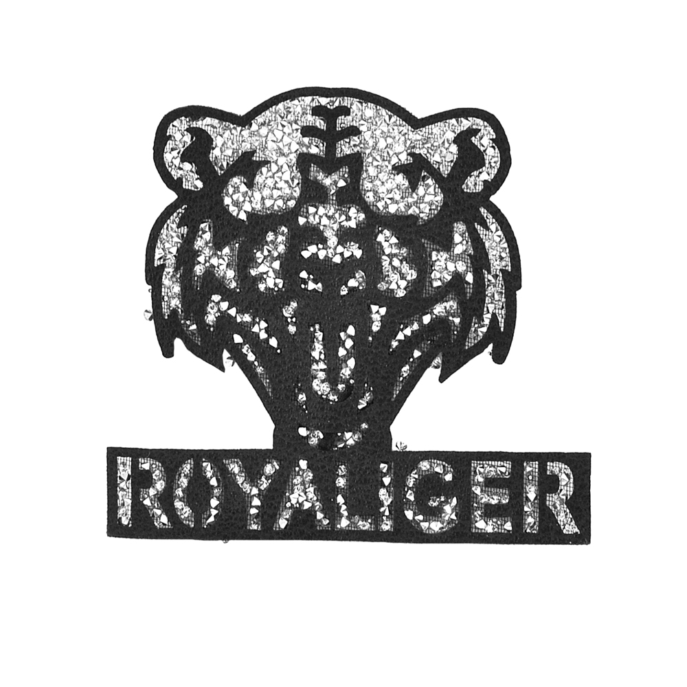 Аппликация клеевая со стразами Тигр ROYALIGER, 5,5*6см, серебро, шт. Аппликации клеевые Стразы комб.