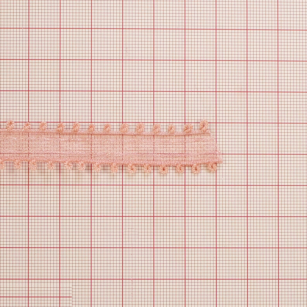 Тесьма органза с петельками 2,5см персиковый, 100ярд. Тесьма