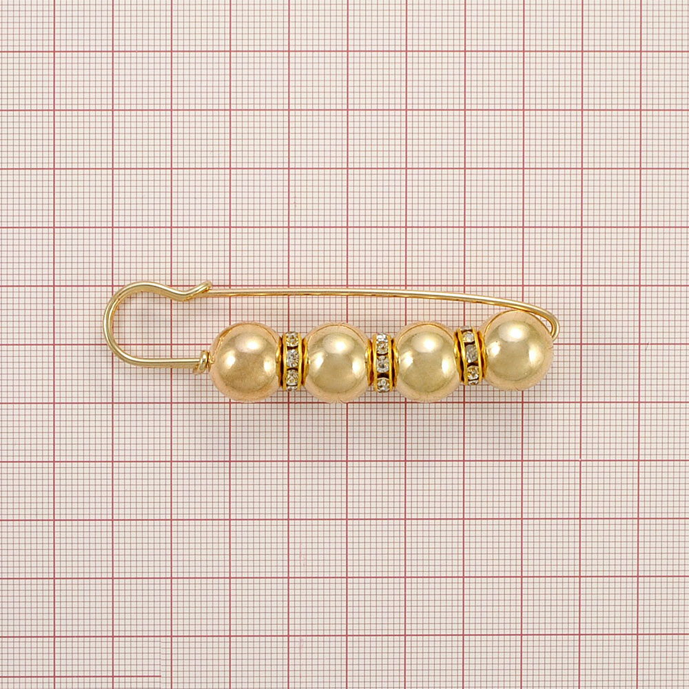 Булавка 4 бусины 8см золото, бусины золото, шт. Булавки