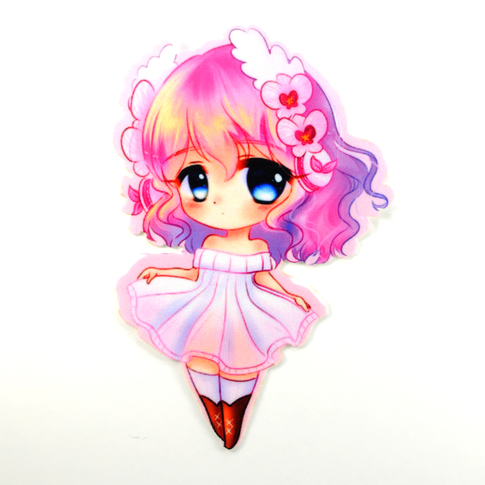 Аппликация клеевая Девочка в красных сапожках 15*9,6см, /дайвинг/, шт. Аппликация клеевая