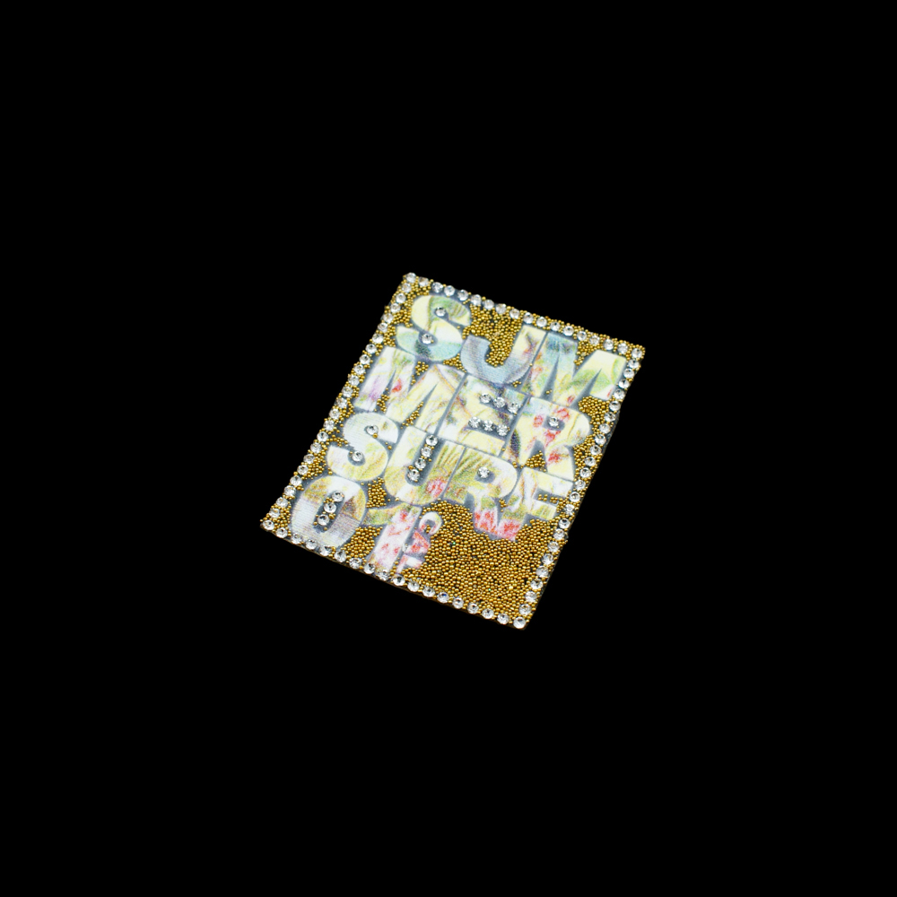 Аппликация клеевая стразы Summer Surf 6,5*5см цветная с золотым бисером, шт. Аппликации клеевые Стразы комб.
