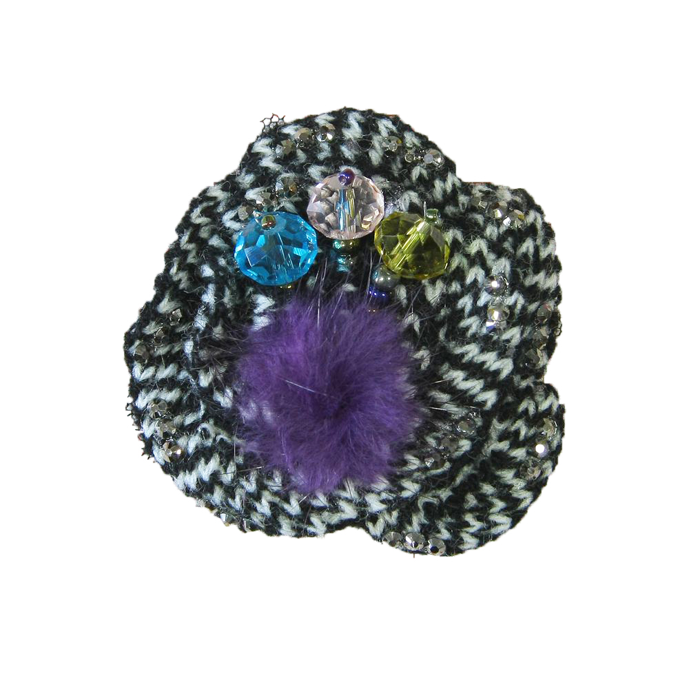 Аппликация декор обувная 26а Роза вязаная серо-белая, цветный бусины, СТРАЗЫ, шт. Аппликации Пришивные Цветы Банты