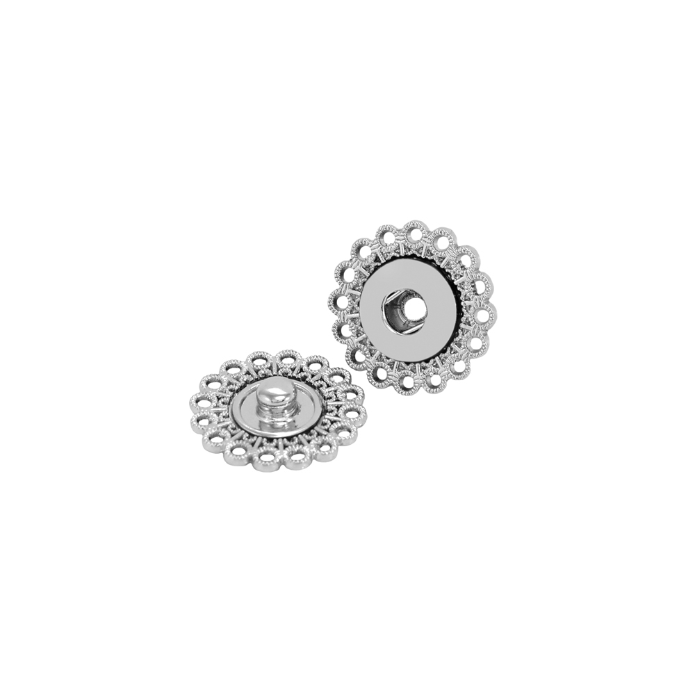 Кнопка металлическая пришивная потайная Фигурная Цветок 21мм, никель, шт. Кнопка пришивная потайная
