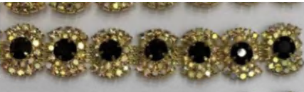 Декор из страз с карабином Подсолнухи, 38см, никель, желтый, черный, шт. Тесьма из страз