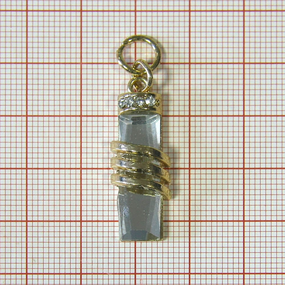 Подвеска металл HX- 002 Проводки, 40мм GOLD, белые камни, шт. Подвески