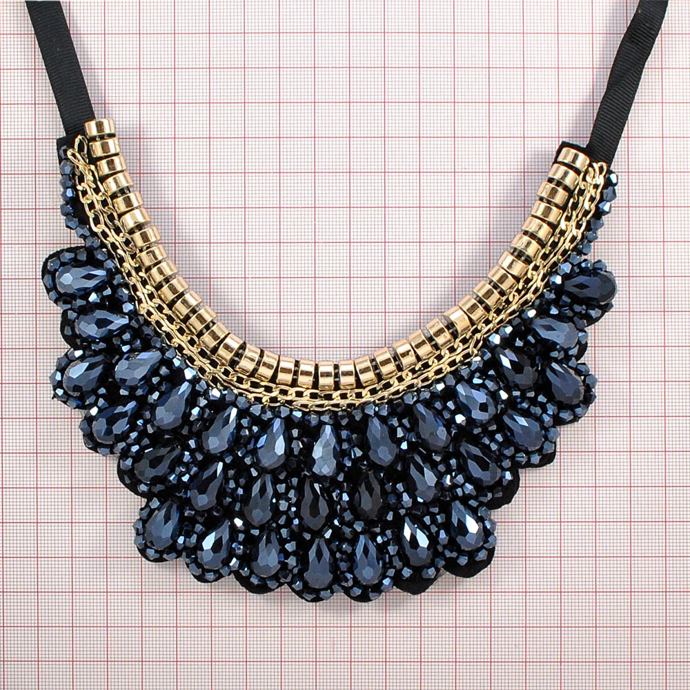 Воротник завязки, черный войлок, gold, темно-синие пластиковые камни, шт. Воротники
