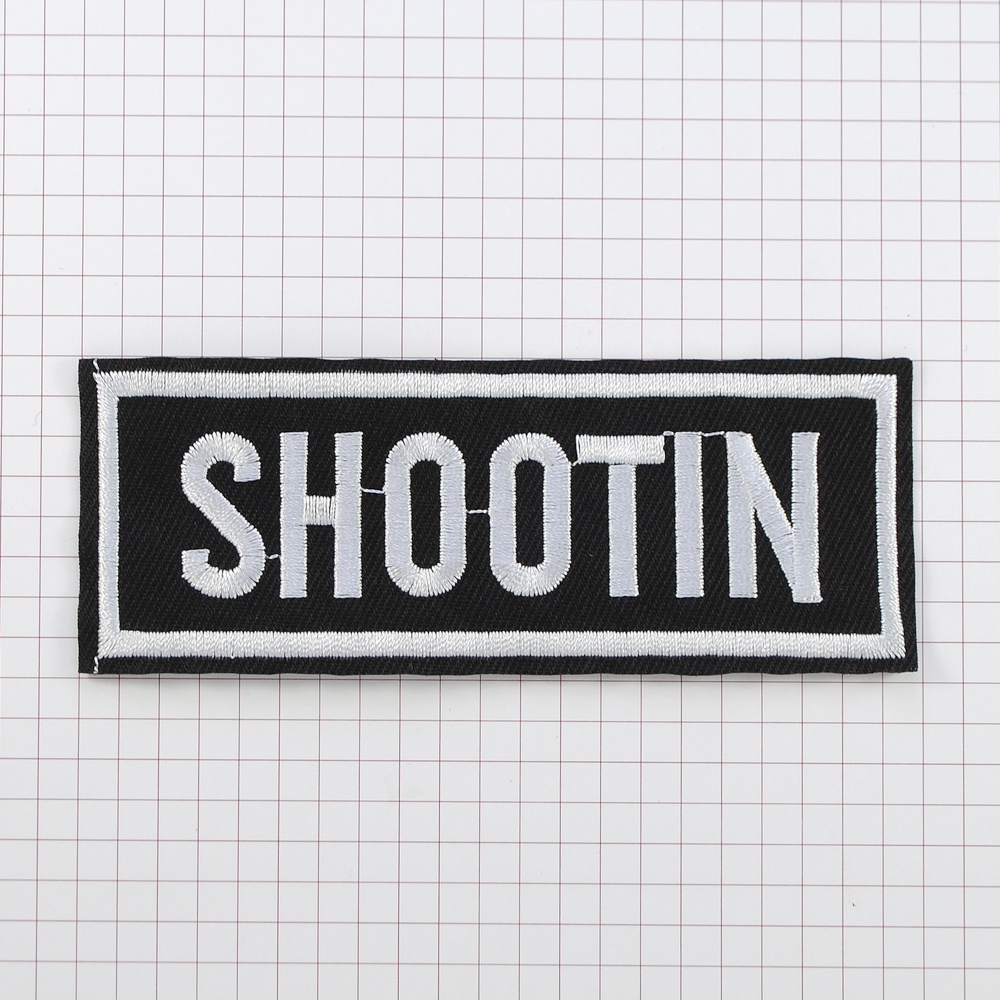 Нашивка тканевая Shootin 107*40мм черно-белый, шт. Нашивка Ткань