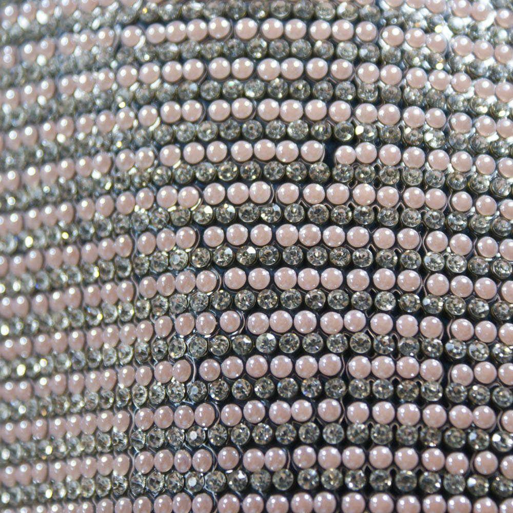 Стразы полотно клеевое №26 сетка светло-розовый жемчуг, белые камни, 40*24см, 1лист. Полотна из страз