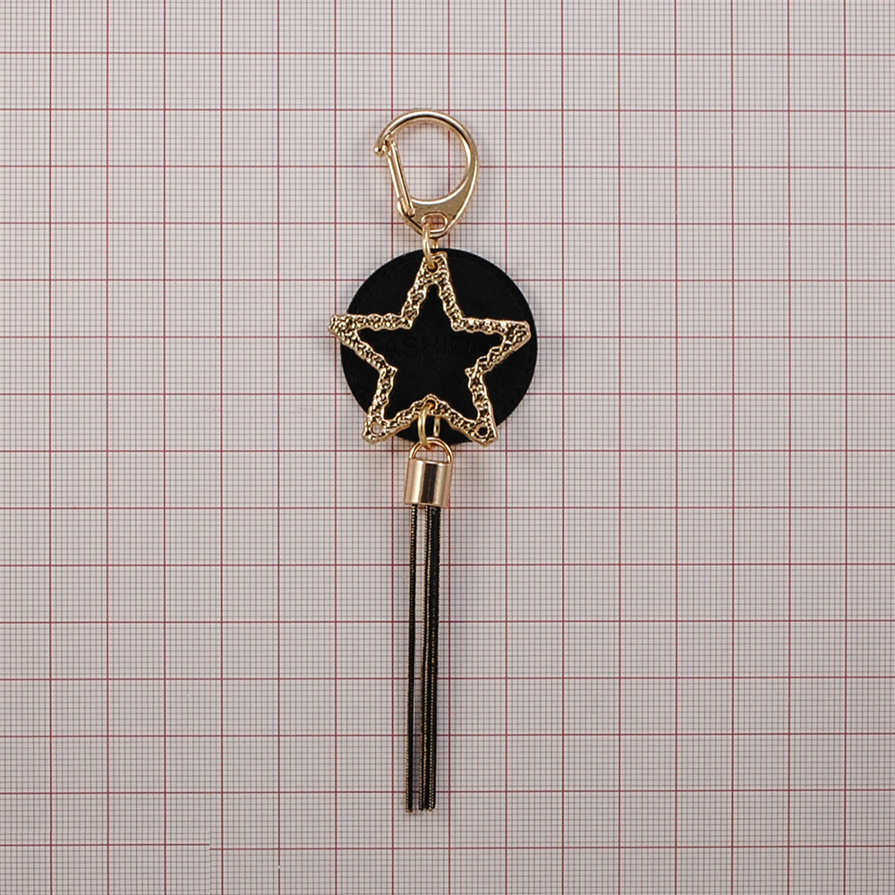 Подвеска металлическая Круг и Звезда 3,5*12,5см, золото и черный, шт. Подвески