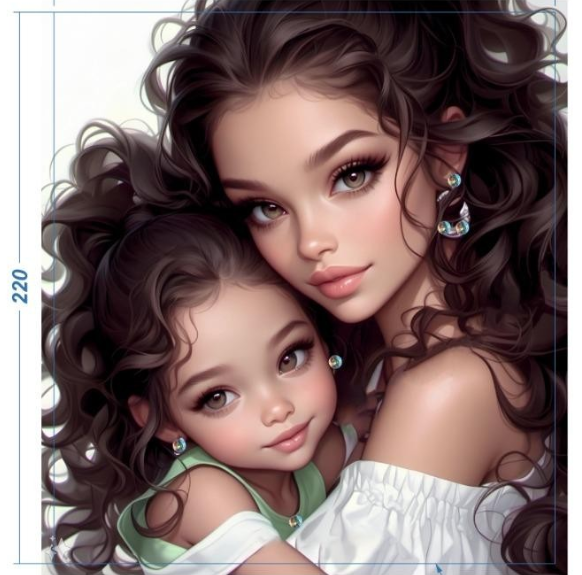 Аппликация композит, Мама с дочкой, 20*22см, корол. атлас, сублимация, лазер, SS20 32596, шт. Аппликация композит