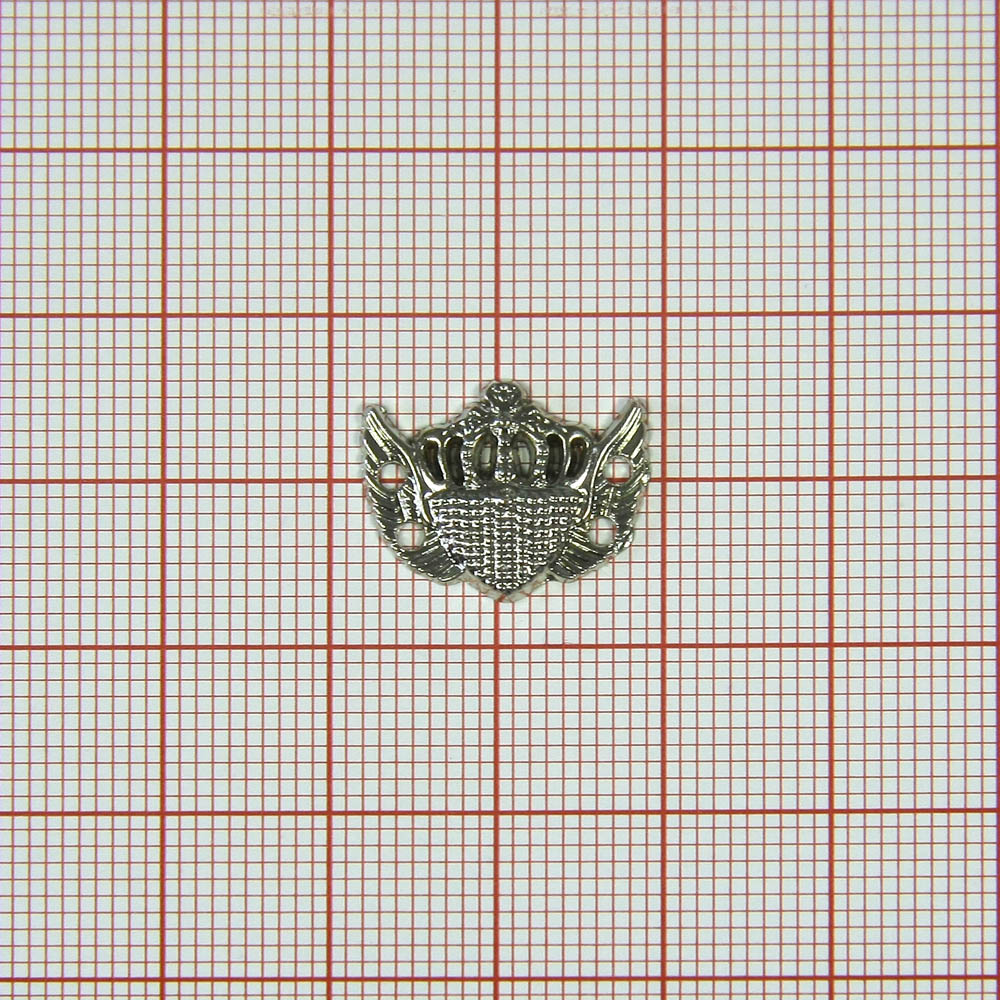 Лейба металл Корона с крыльями 17*13мм пришивная, NIKEL. Лейба Металл