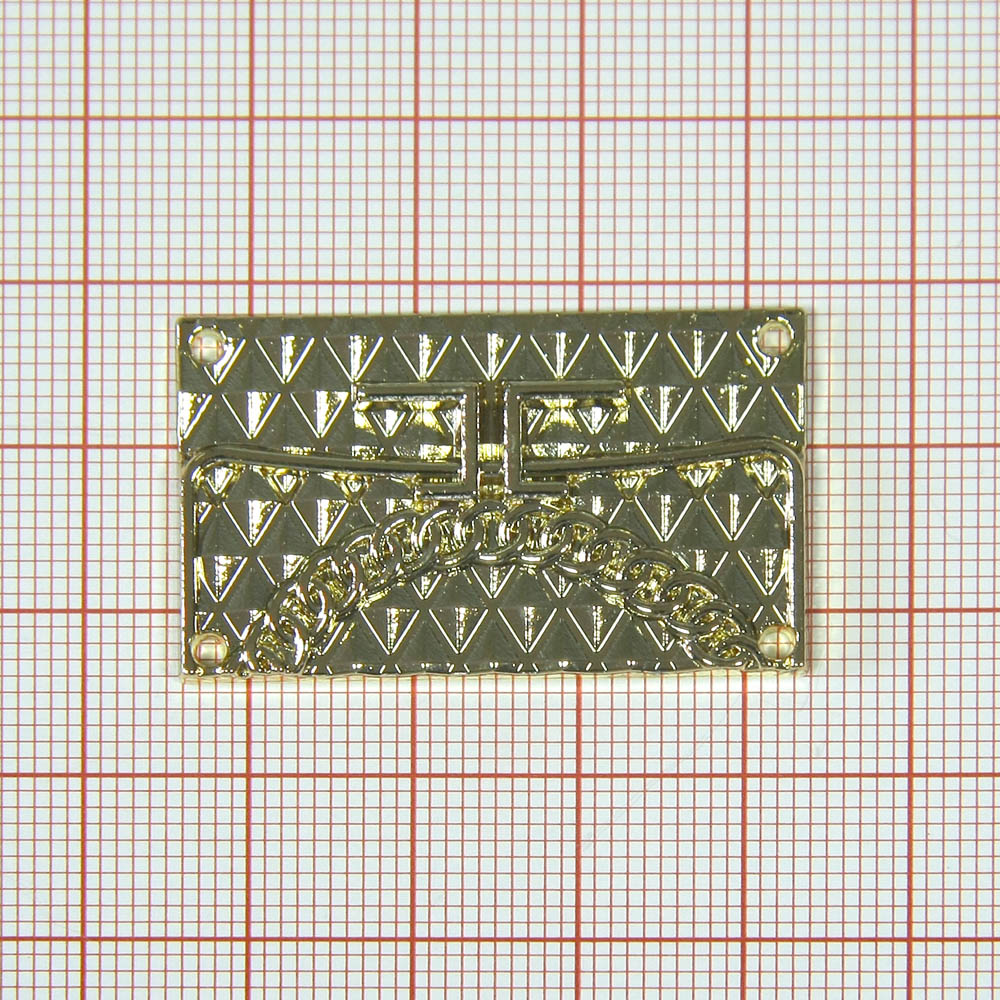 Лейба металл Сумочка-пластина 38*22мм пришивная 4 отверстия, GOLD. Лейба Металл