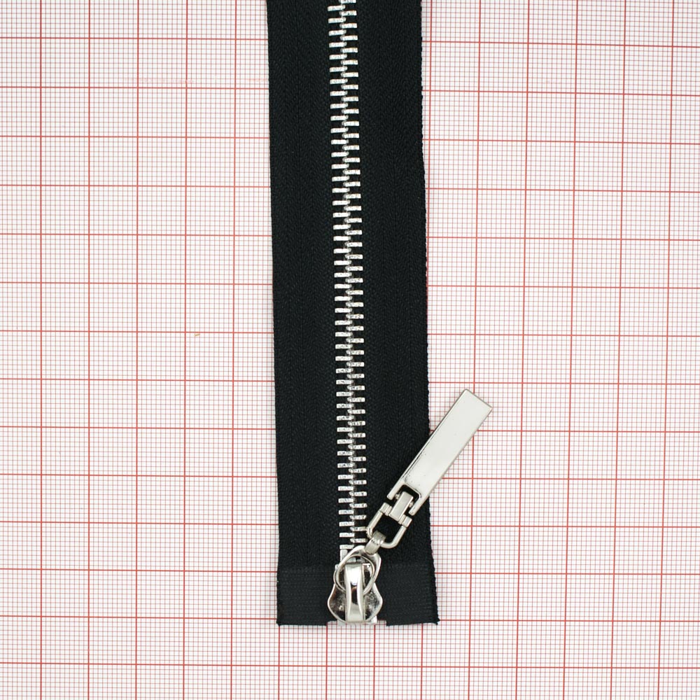 Змейка металлическая  №5 105см O/Е NIKEL, черная ткань, двустороняя, шт. Змейка Металл