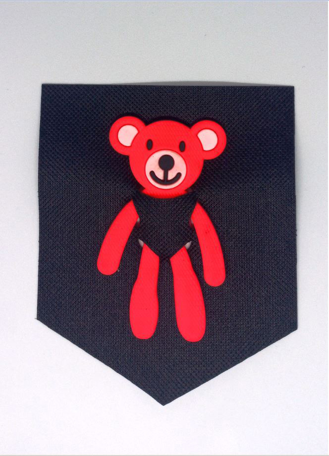 Лейба ткань и резина Мишка в кармане, 8,8*10,5см, черный, терракота, шт. Лейба Ткань