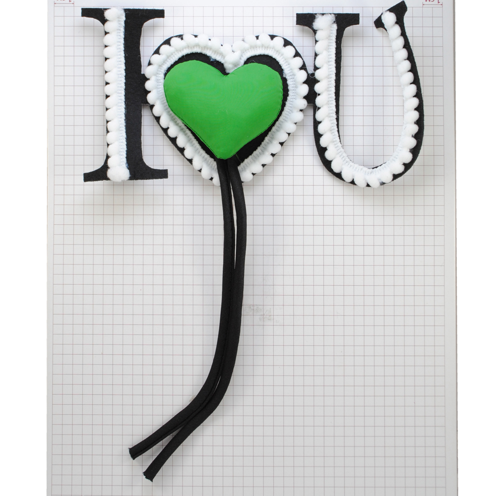 Аппликация тканевая I LOVE Y, 16*8,9см, зел., бел., черн.,  шт.. Аппликации Пришивные Ткань, Органза