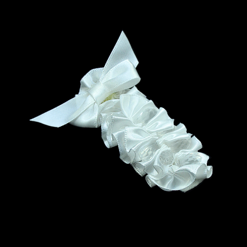 Аппликация декор Подвязка атлас. белый, бусины-капля. Аппликация Декор