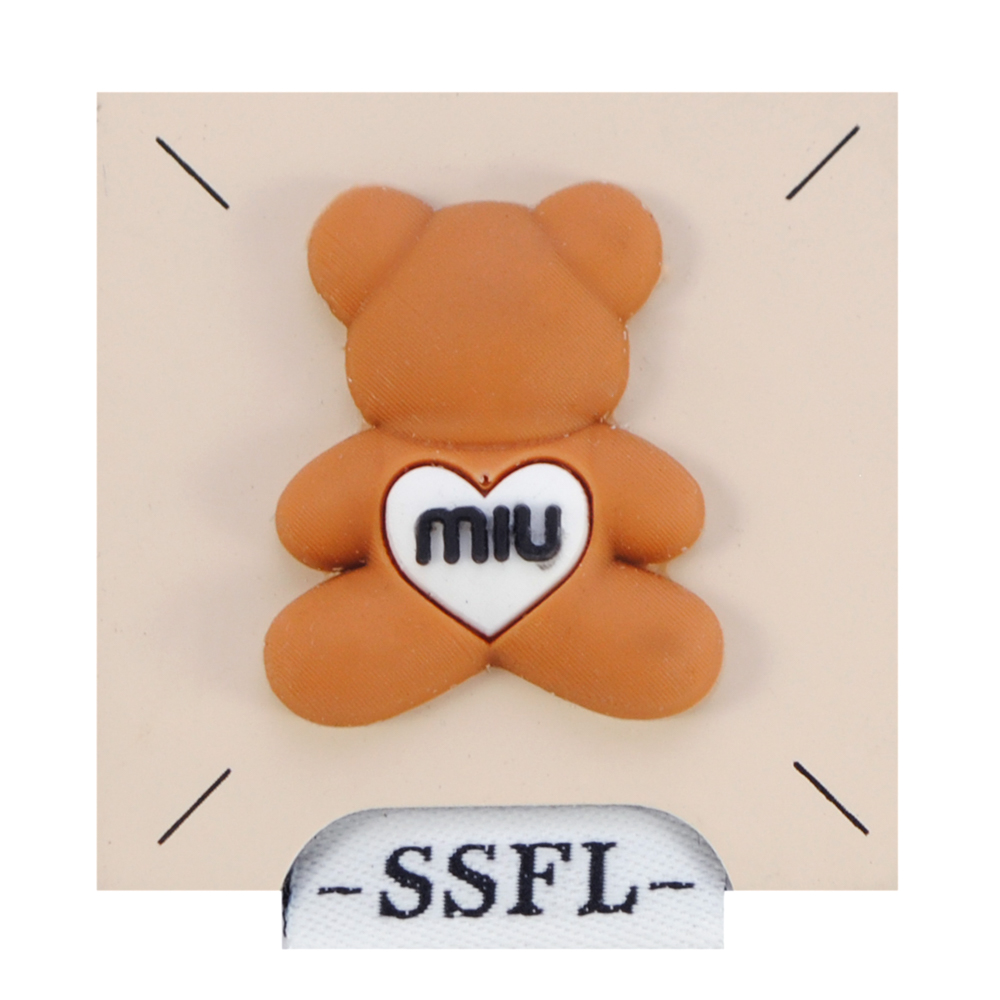 Лейба кожзам Мишка MIU, 4,5*4,8см, белый, коричневый, черный, светло-бежевый. шт. Лейба Кожзам