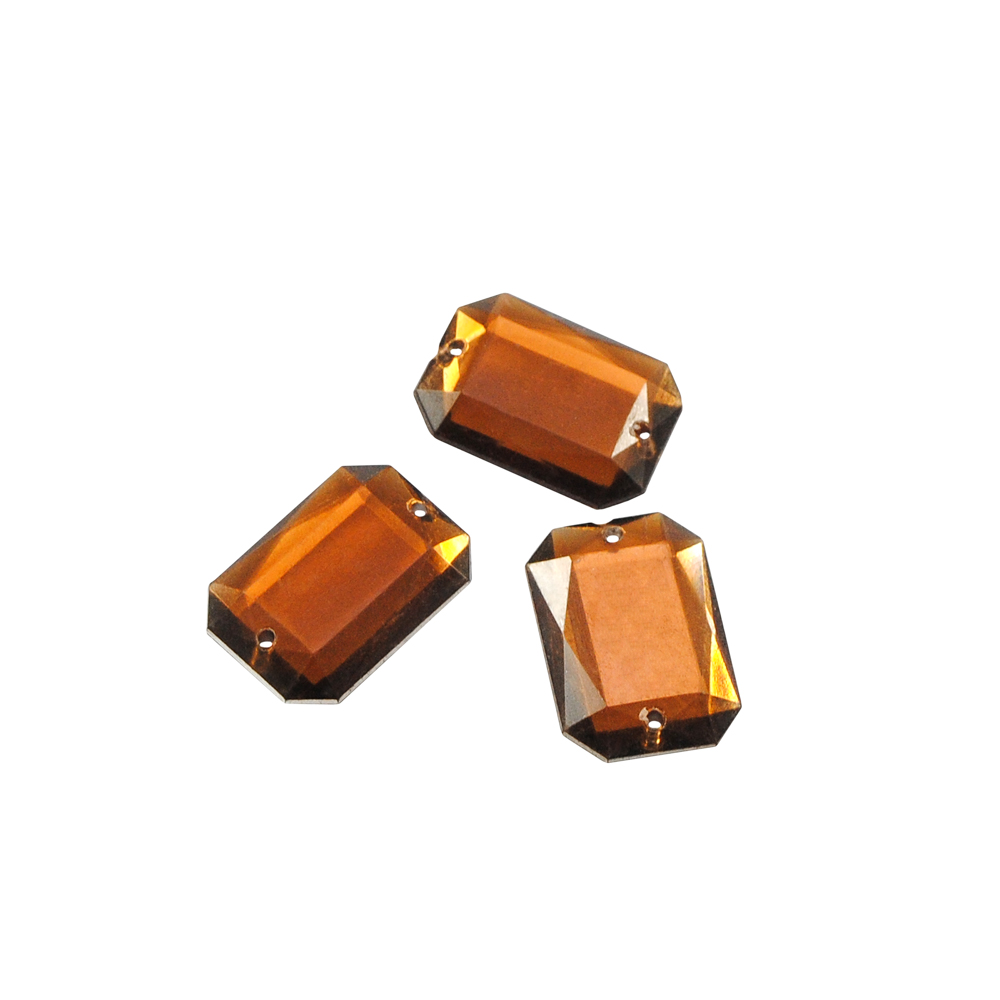 Стразы стеклянные пришивные многранник плоский (13*18мм) янтарный., 1тыс.шт. Стразы пришивные