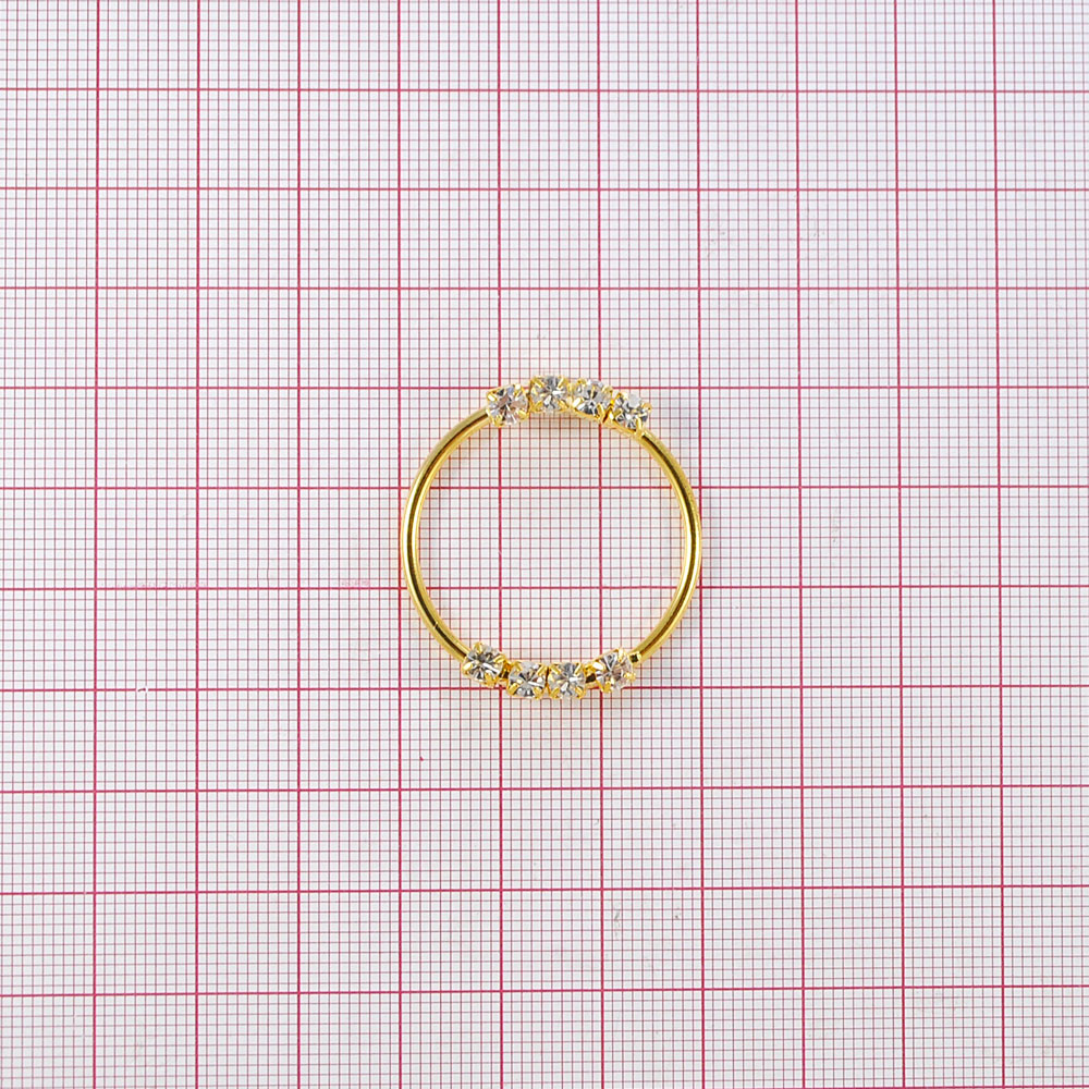 Укр. стекл. А-286 (7889) GOLD обруч мал. 4 камн.. Перетяжка металл со стразами