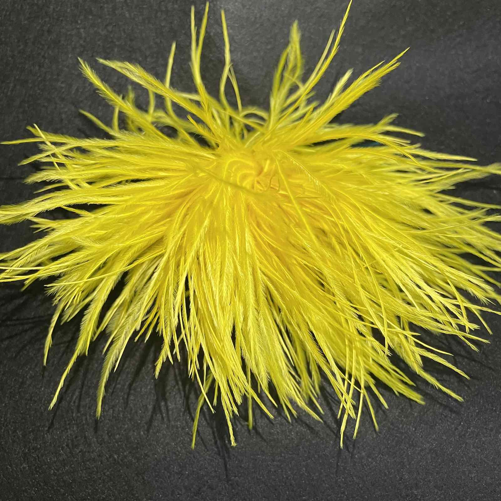 Брошь из перьев, 13-16см, желтый., шт.. Перья