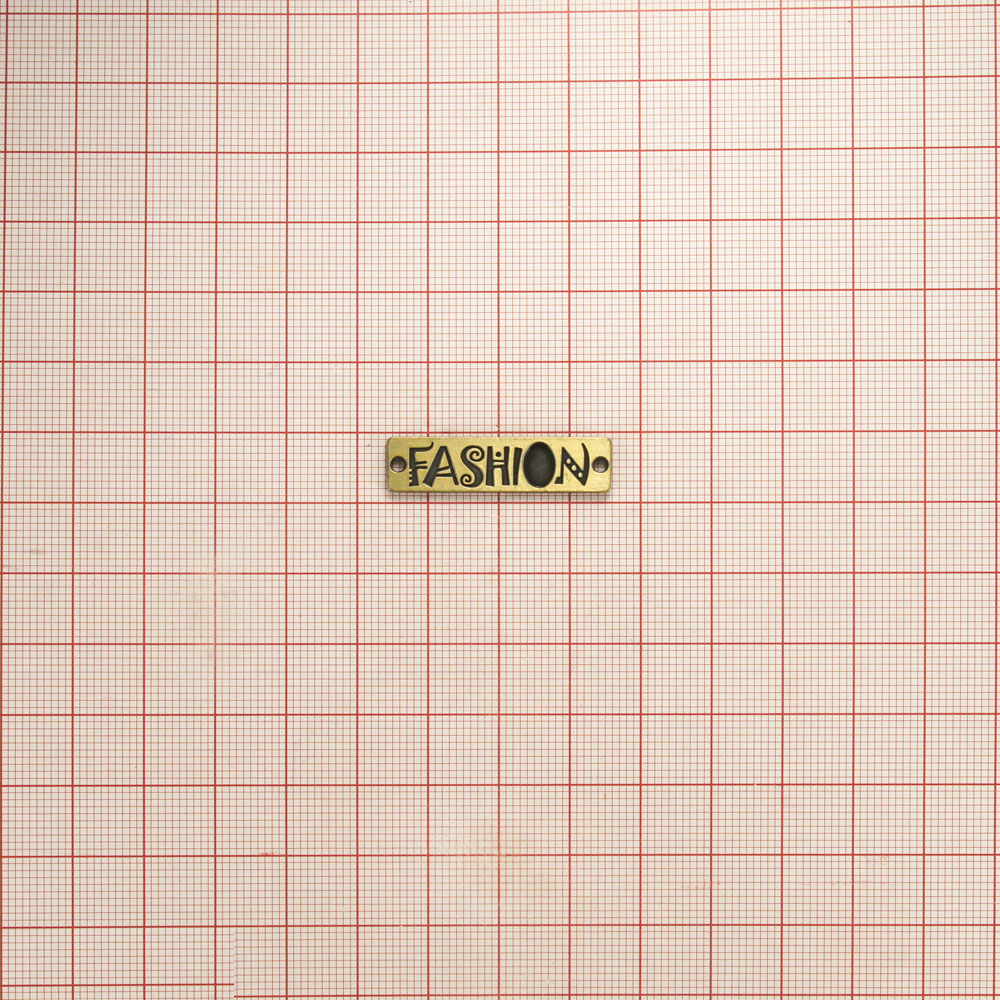 Лейба металл Fashion Мультик 32*8мм пришивная ANTIK brass brush. Лейба Металл